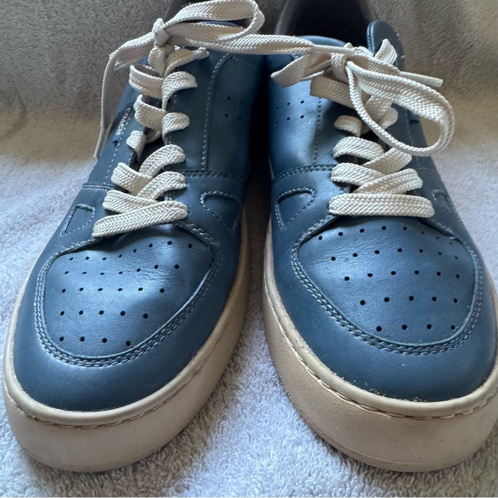Men's Coach Blue Clip Court Sneakers Navy and White Size 11 - Picture 2 of 7